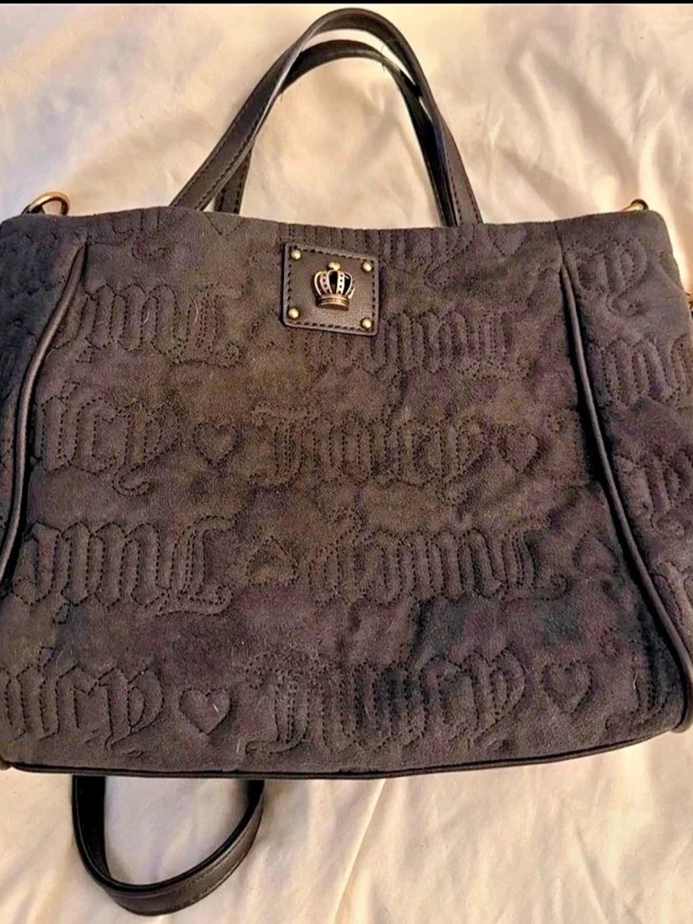Juicy Couture black shoulder tote crossbody bag Gold Hardware